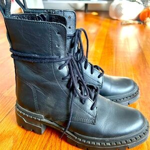 Steve Madden Black Leather Combat Boots